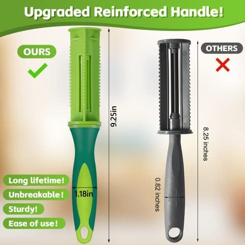 Extra Sticky Lint Rollers for Pet Hair, 1100 Sheets Total, Upgraded 4 Handles with 10 Refills Portable Travel Size for Couch Furniture Clothes Dog & Cat Hair Remover
