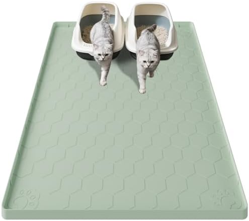 Cat Mat for Litter Box, 40" X 28" Large Silicone Cat Litter Trapping Mat