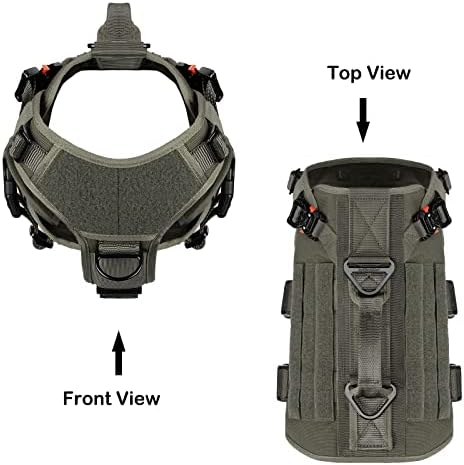 ICEFANG No Pull Tactical Dog Harness for Medium Dogs,Adjustable Dog Vest