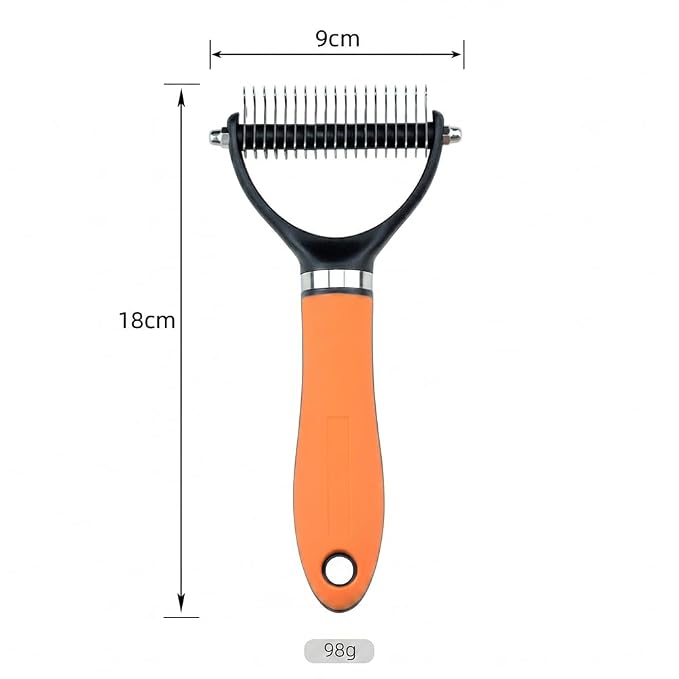 Dual-Sided Pet Grooming Comb for Dogs & Cats, 2026 New 2‑in‑1 Professional Pet Grooming Brush Deshedding Dog Brush, Dematting Comb Undercoat Rake for Dogs Long Haired Pet Grooming Tool (2, Orange)