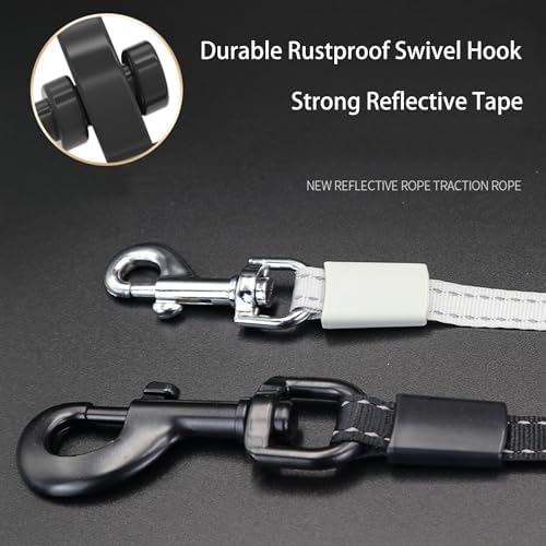 360° Tangle-Free Retractable Dog Leash, Heavy Duty Reflective Nylon Tape Lead 10 ft Long, up to 44lbs, One Touch Quick-Lock Braking System & Anti-Slip Handle (Black, Small)