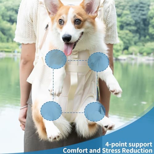 Wakytu Dog Front Carrier Backpacks for Small Dogs, Legs Out Pet Carrier Sling Backpack with Adjustable Padded Ventilated Shoulder Straps, Easy-Fit for Traveling Hiking Camping