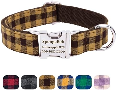 Durable Personalized Dog Collar Custom Engraving (C Brown/Yellow)