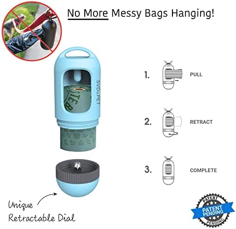 SVD.PET Dog Poop Bag Dispenser, Waste Bag Retractable, Columbia Blue