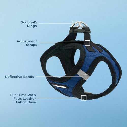 Voyager Step-in Plush Dog Vest Harness -Royal Blue Faux Leather, X-Small