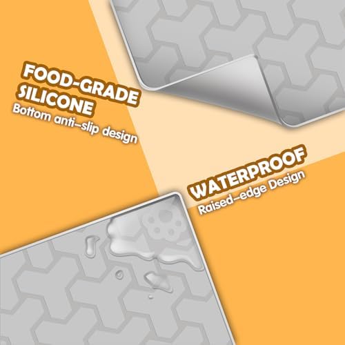 Silicone Cat Litter Mat 34"x22", 0.55‑Inch Raised Lip for Indoor Cats