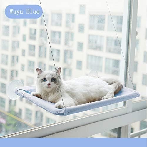 Blue Cat Hammock for Window, Cat Window Perch for Indoor Cats | Cat Window Bed Suction Cups Cat Window Hammock Space Saving Window Seat for Cats Inside