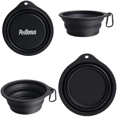 PetBonus 2-Pack Collapsible Dog Bowls, Portable Travel Dog Water Food Bowls