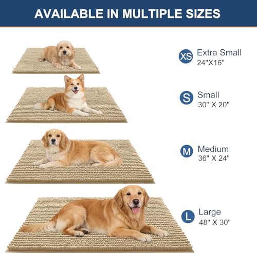 OLANLY Dog Door Mat for Muddy Paws 44x32, Extra Absorbent Chenille Mud Mat