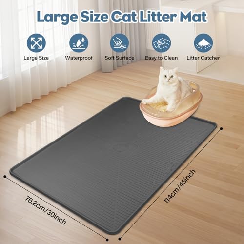 Lorvain Cat Litter Mats,45"x30" Extra Large Silicone Cat Mat for Litter Box
