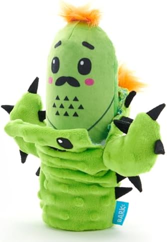 Barkbox 2 in 1 Interactive Plush Dog Toy - Rip and Reveal Toy for Dogs and Puppies - Stimulating Squeaky Pet Toys | Prickly Pete (Small)