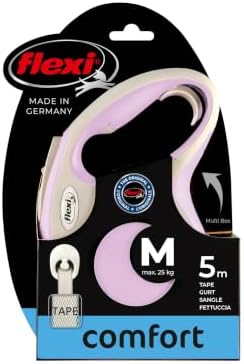 Flexi Comfort M | 5 m Retractable Tape Leash for Dogs up to 25 kg | Rose |