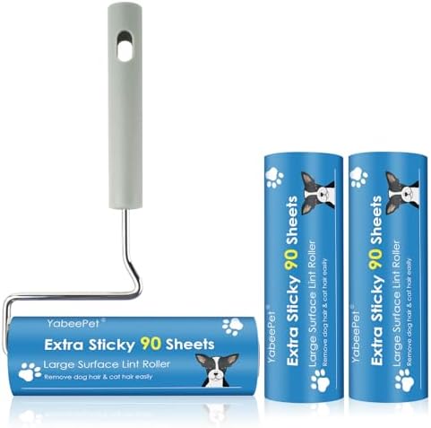 Extra Sticky Large Surface Lint Roller, 6.3'' Giant Lint Roller for Pet Hair, Lint Remover Roller for Cat Hair, Clothes, Furniture (1 Handle + 270 Sheets)