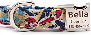 Customized Nylon Dog Collar, Personalized Dog Collar Engraved with Name and Phone Number,Adjustable ID Dog Collar with Quick-Release Buckle (M, Graffiti)