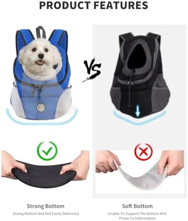 PETCUTE Pet Carrier Backpack,Breathable Dog Backpack Carrier with Adjustable Straps,Side Storage Pockets,Dog Head-Out Backpacks with Safety Belt,Puppy Front and Back Carriers for Small Dogs Cats