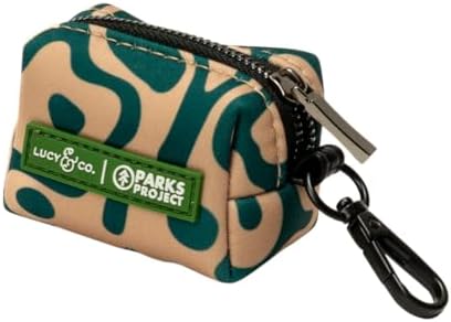 Lucy & Co. x Parks Project Geyser Dog Poop Bag Holder and Dispenser, Clips to Leash, Water-Repellent Neoprene, Includes Refill Roll