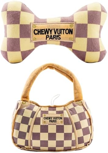 Haute Diggity Dog Chewy Vuiton Bone & Handbag Designer Parody Plush Dog Toy