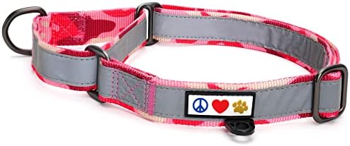 Pawtitas Martingale Dog Collar Puppy Collar Reflective Dog Collar Training Dog Collar Behavioral Dog Collar Medium Dog Collar Camouflage Pink Dog Collar