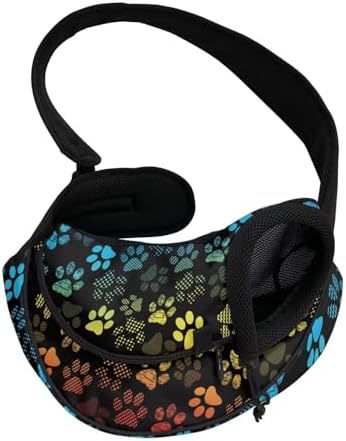 Dog Paw Pattern Pet Sling Carrier Breathable Mesh Small Dog Cat Sling Pet Carrier Bag Adjustable Strap Puppy Crossbody Bag for Small Pets