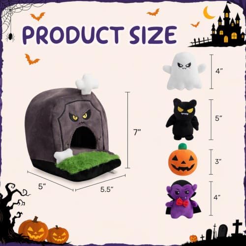 Hollypet Squeaky Hide and Seek Dog Toys for Small and Medium Dogs, Grave