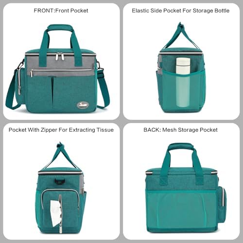 Dog Travel Bag for Pet Kit for Supplies with 2 Food Storage Containers 2 Collapsible Bowls 1 Feeding Mat 1 Dog Treat Pouch 7-Piece Set Perfect Road Trips Camping Weekend (Teal)