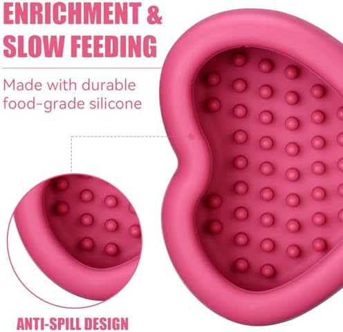 Lick Mat for Dogs, Animire Anti-Spilled Bow Tie Lick Bowls for Anxiety Relief, Silicone Slow Feeder Licking Pad with Suction Cups, Freezeable Dog Enrichment Toy for Boredom and Distraction(Rose,S)