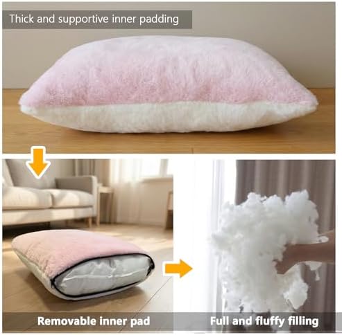 Cat Bed for Indoor Cats，Foldable cat cave，Anti-Slip & Water-Resistant Bottom，cat Houses for Indoor Cats or Small Dogs, Kitten Tent, Rabbit Bed (Pink, L:(17.5"×16.9"×15.9"))