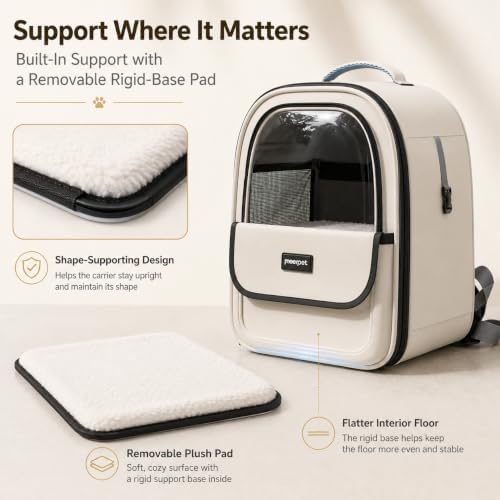 Cat Backpack Carrier,Clear Large Front Window,Pet Carrier Backpack for Cats & Small Dogs Up to 15 lbs,Breathable Side Mesh, Front & Side Access, Foldable for Travel Hiking, Vet Visits & Car Rides
