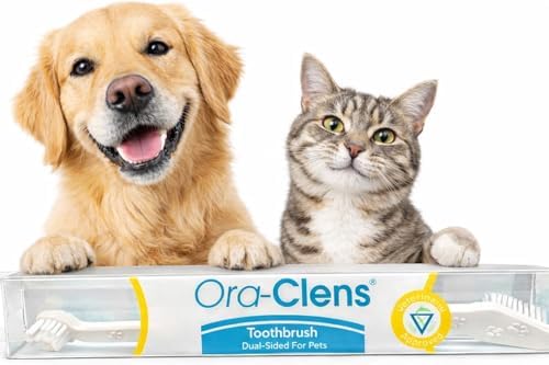 Dual-Sided Toothbrush for Dogs & Cats, Pet Toothbrush with Double Head Design for Small Medium Large Pets, Soft Bristles for Gentle Teeth Cleaning, Dog & Cat Dental Care Brush