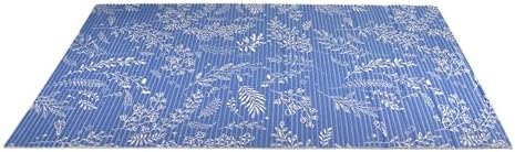 Fresh Kitty Durable XL Jumbo Foam Litter Mat – Phthalate and BPA Free, Water Resistant, Traps Litter from Box, Scatter Control, Easy Clean Mats – Blue Floral 40" x 25"