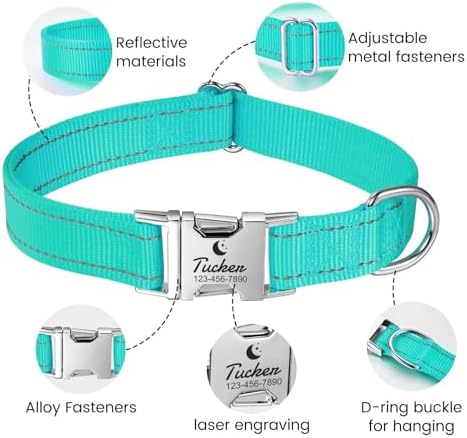 Silent Dog Collar Personalized with Name Phone Number Laser Engraved