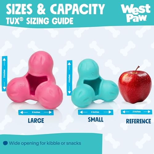WEST PAW Zogoflex Tux Treat Dispensing Dog Chew Toy – Interactive Chewing Toy for Dogs – Dog Games for Aggressive Chewers, Fetch, Catch – Holds Kibble, Treats, Large 5", Teal