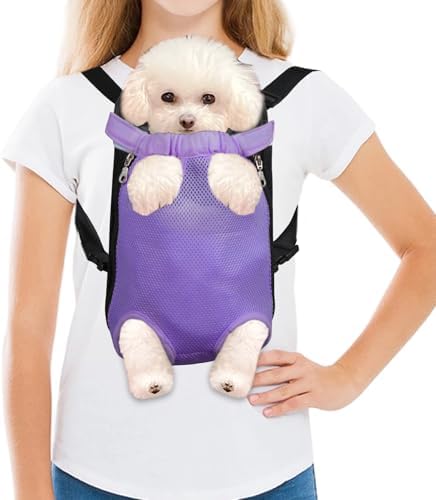 FEimaX Dog Carrier Backpack Pet Legs Out Front Cat Travel Bag, Adjustable Puppy Backpacks Carriers Hands-Free for Small Medium Dogs Cats Hiking Traveling Camping Daily Walking