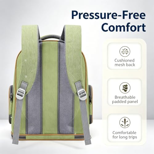 Cat Backpack Carrier, Breathable Cat Carrier Large Space Bubble Pet Backpack for Small Dog and Large cat up to 18lbs, Transparent & Foldable Pet Carrier for Travel Hiking (Green)