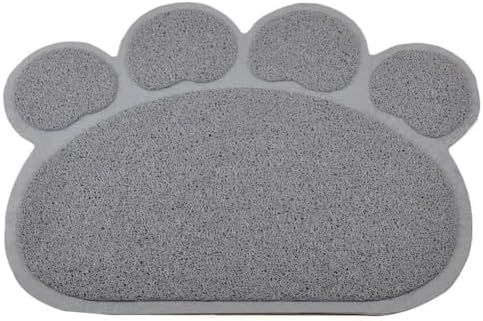 DM Paw-Shaped Large Cat Litter Box Mat, 23.5x17.5 Inches (Gray)
