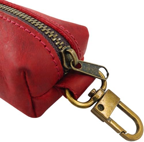 HIFA Genuine Leather Dog Waste Holder - Soft Touch Rustic Leather, Metal Clips and Easy Access to Pet Waste Bags - Dog Poop Bag Dispenser for Outdoor Walking