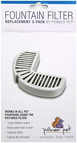 Pioneer Pet Replacement Filters for Ceramic & Stainless Steel Fountains, Raindrop Filters (3 Filters),White