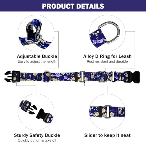 Hikiko Martingale Collar for Dogs with Special Pattern,Adjustable,S