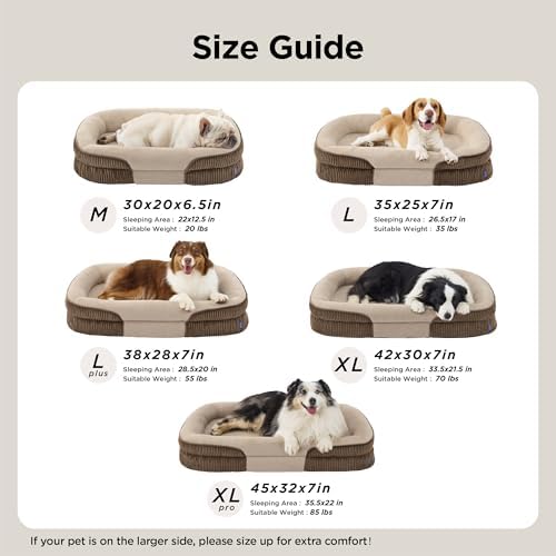 Bedsure XLPro 360°Oval Bolster Orthopedic Dog Beds Large Sized Dog,45" Brown