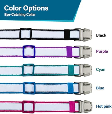 Reflective Personalized Dog Collar - Custom Embroidered Dog Collars with Pet Name and Phone Number for Boy and Girl Dogs, 4 Adjustable Sizes, XSmall,Small, Medium and Large (Metal Buckle)