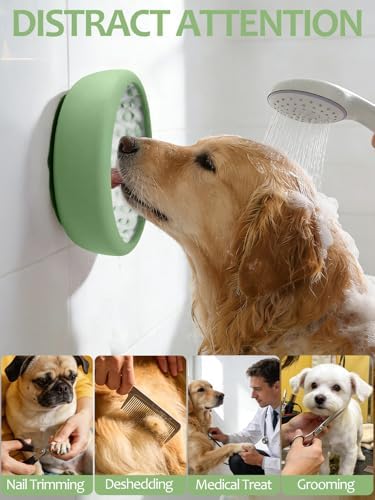 Dog Lick Bowl for Large Dogs, Lick Mat, Slow Feeder Lick Bowl with Brush and Scraper,Strong Suction, Freeze Licking Bowl for Anxiety Relief, Enrichment & Distraction, Dishwasher Safe 7.6 * 3.5 inch