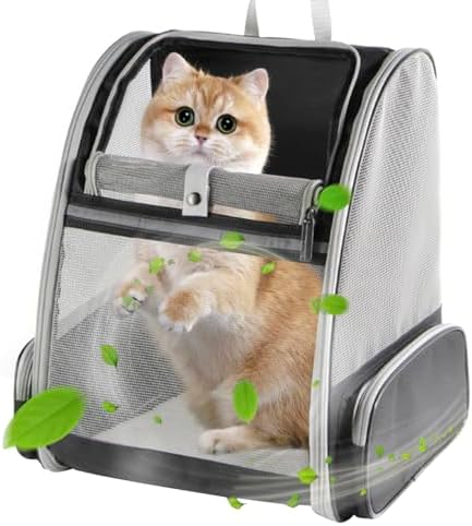 Cat Backpack Carrier, Upgraded with Side Access Pet Travel Backpack for Cat and Small Dogs, Fully Ventilated Mesh Breathable for Hiking Camping, Airline Approved