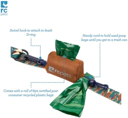 RC Pets P.U.P Bag, Dog Poop Bag Holder with Leash Attachment (Heather Caramel)