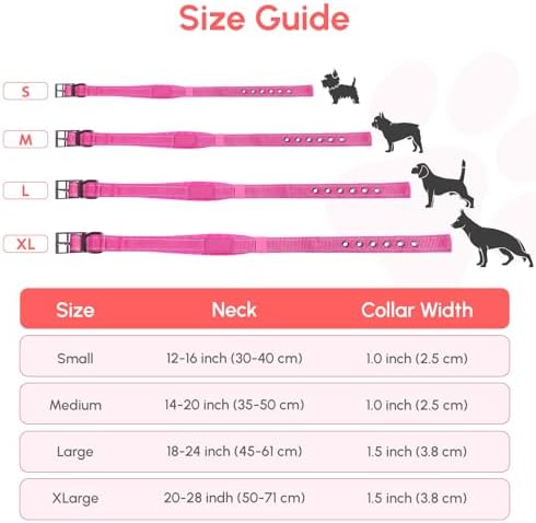 Personalized Buckle Dog Collars - Premium Padding Comfort - Reflective Custom Dog Collar with Name and Phone Number - Small, Medium, Large Dogs - Adjustable Nylon Dog Collar