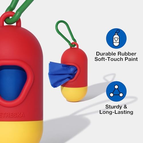 VETRESKA Dog Poop Bag Dispenser with 105 Bags, Leak Proof and Extra Thick