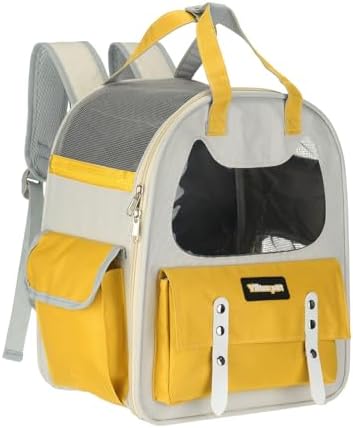 Cat Pet Backpack Carrier Yellow 12"x8"x14" Travel Bag
