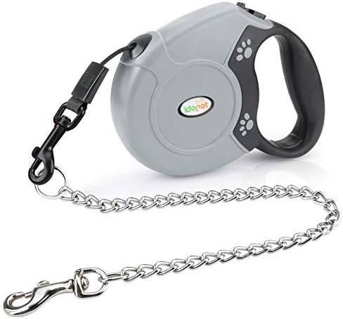 Idepet Heavy Duty Retractable Dog Leash for Small and Medium Dogs, Anti-Chewing Steel Chain Design,360 DegreeTangle-Free,Break and Lock System,16ft Leash Dog Walking (Round Rope)