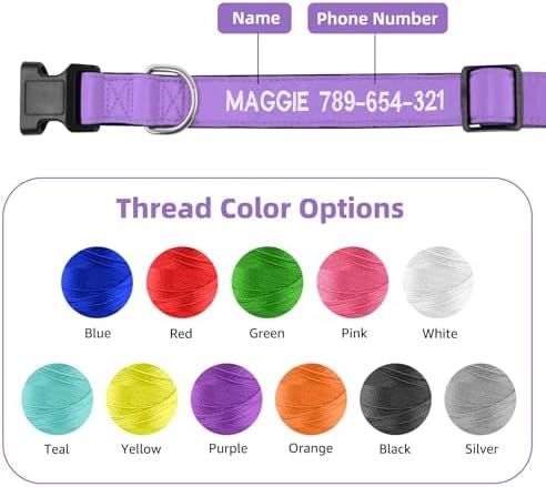 Kuley Personalized Dog Collar, Embroidered with Pet Name and Phone Number