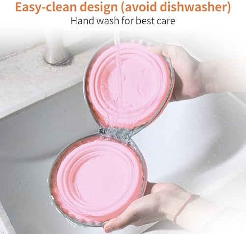 Collapsible Dog Bowls, 2-in-1 Pet Travel Food Water Feeder Pink
