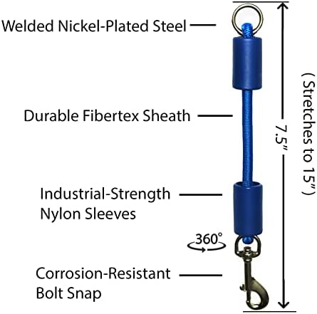 BUNGEE DOG LEASH EXTENSION – Patented Shock Absorber Attachment Protects You and Your Dogs – Works with ANY Leash & Collar or Harness – a MUST for Retractable Leashes – PICK SIZE/COLOR BELOW